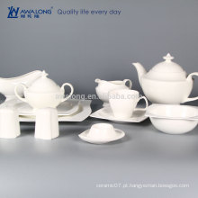 A granel branco puro KUNLUN personaliza o jogo de chá cerâmico branco do jogo do chá de cerâmica do logotipo